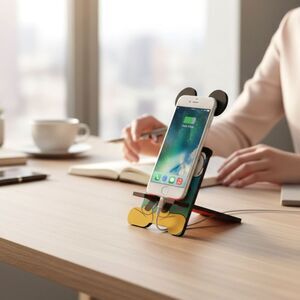 Disney Mickey Mouse Phone Stand Holder Wood Look Desk iPhone Android Desk Decor
